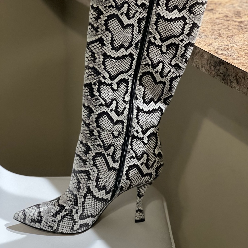 Gianni Bini snake skin knee boots